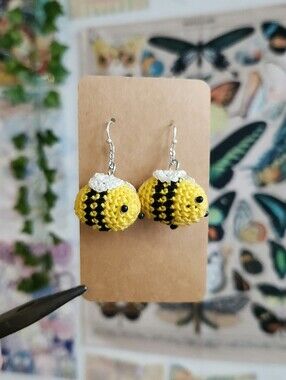 Crochet Bee Earrings